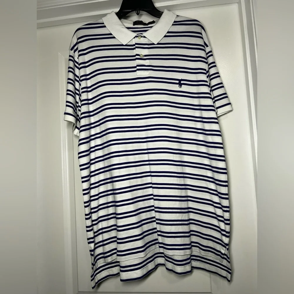 Ralph Lauren Blue and White‎ Striped Polo